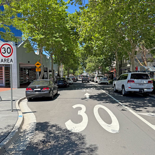 Example of quietway on lower Crown Street Wollongong