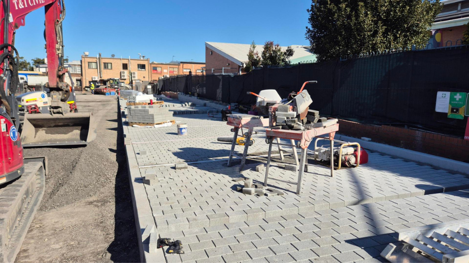 Paving around carpark