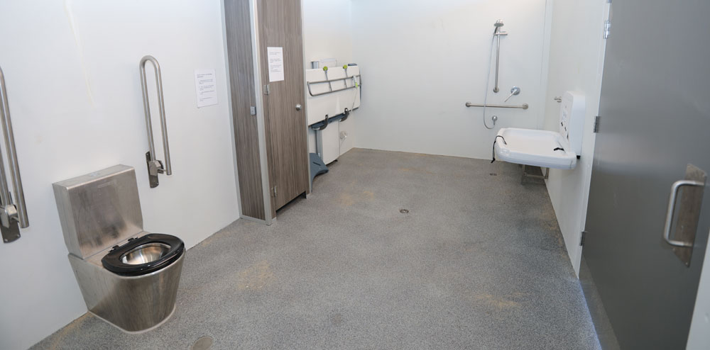 Accessible toilet, change table, shower and sink at Austinmer Beach Pavilion