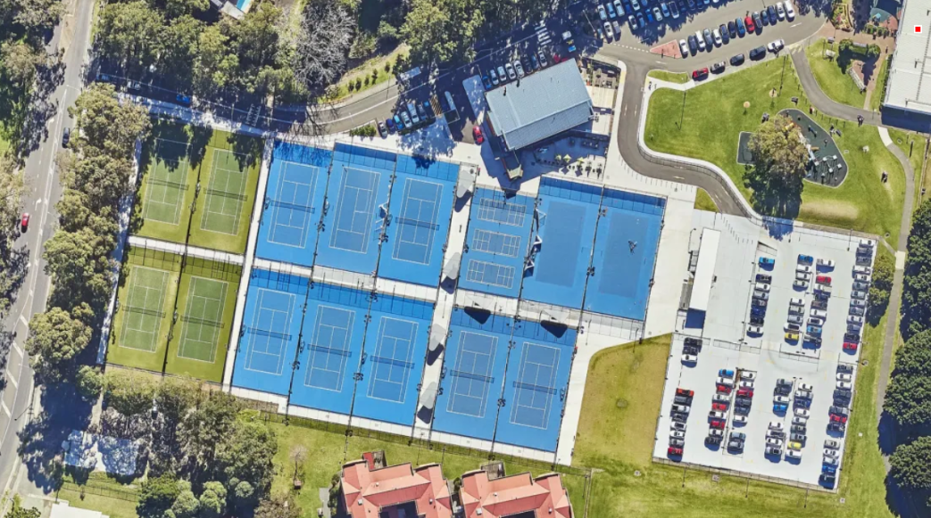 aerial view of planned tennis court works