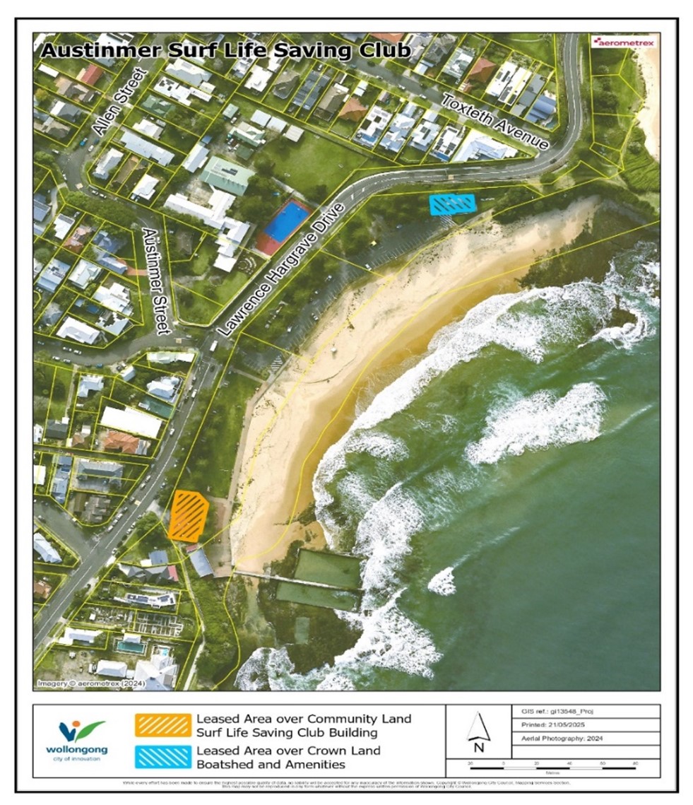Map showing the proposed lease area at Austinmer