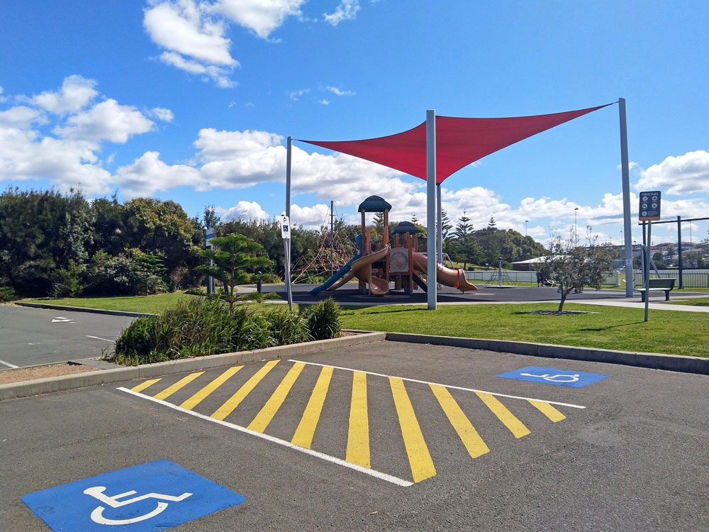 Accessible parking spaces near King George V playground