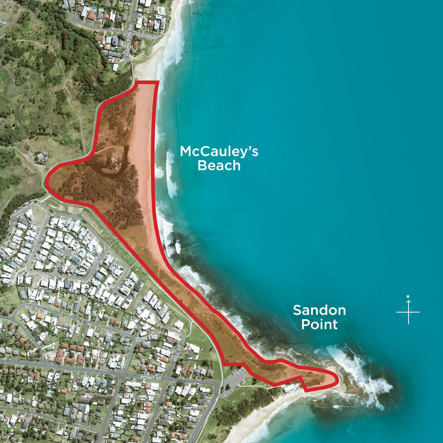 Map showing area of Sandon Point Aboriginal Place